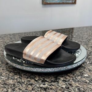 adidas Blush and silver Women's Slides 10